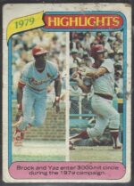 #001 Lou Brock Carl Yastrzemski 1979 Highlights 1980 Topps Baseball Card (Grade: GD)