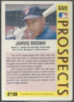 #669 Jarvis Brown Prospects 1991 Fleer Baseball Card (Grade: NM) - Image 2