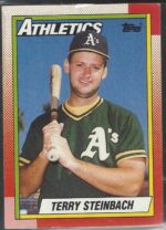 #145 Terry Steinbach 1990 Topps Baseball Card (Grade: NM)