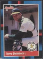 #158 Terry Steinbach 1988 Donruss Baseball Card (Grade: NM)