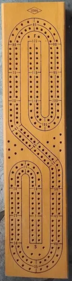 E.S. Lowe Wooden Cribbage Board with pegs by Milton Bradley - Image 2